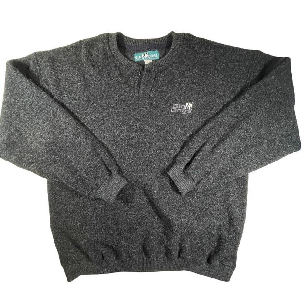 Vintage 90s sweater Big Dogs henley neck men's large